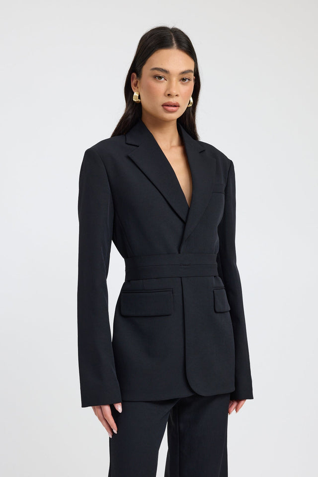 Ariel Button Blazer Kookai Long sleeve Blazer Full length grey womens-coats-and-jackets 