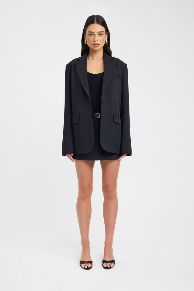 Ariel Button Blazer Kookai Long sleeve Blazer Full length grey womens-coats-and-jackets 