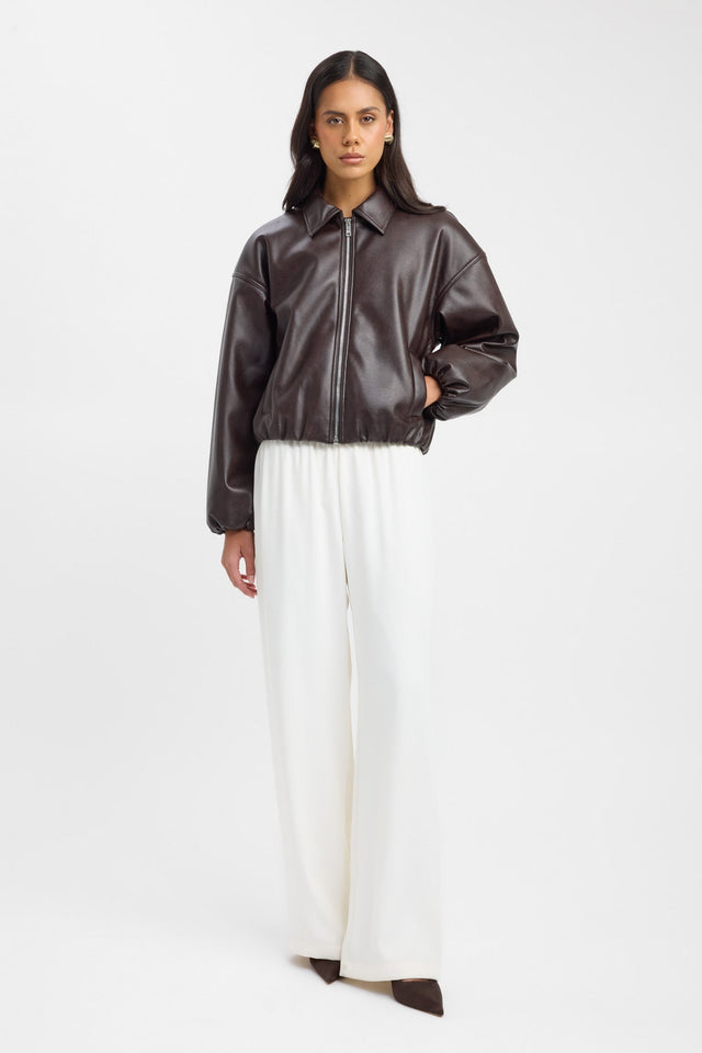 front Heavy Phoenix Bomber Jacket Kookai Long sleeve Bomber Short grey womens-coats-and-jackets 