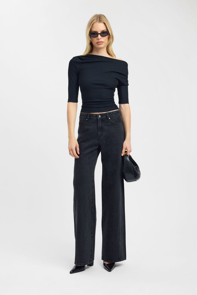 side Gabe Top Kookai Fitted Asymmetry Half sleeves Womens-Blouse 