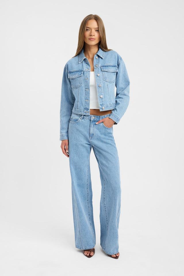front Saxon Jacket Kookai Long sleeve Denim Short womens-coats-and-jackets 