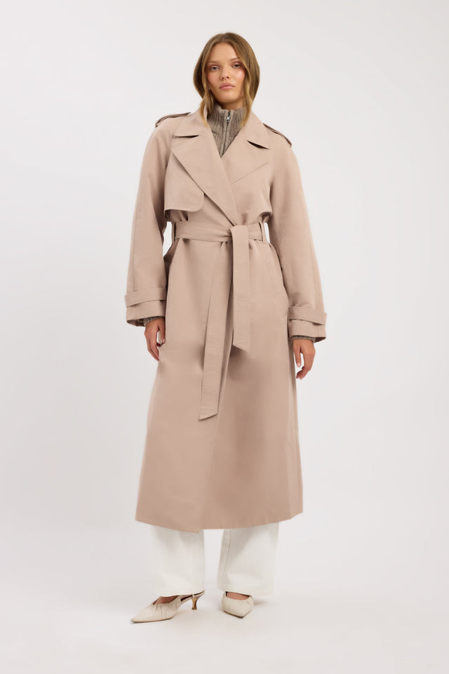 back Kora Trench Coat Kookai Long sleeve Trench-coat Full length womens-coats-and-jackets 