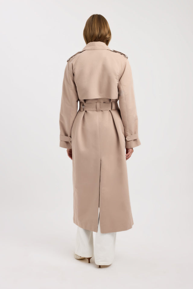 back Kora Trench Coat Kookai Long sleeve Trench-coat Full length womens-coats-and-jackets 