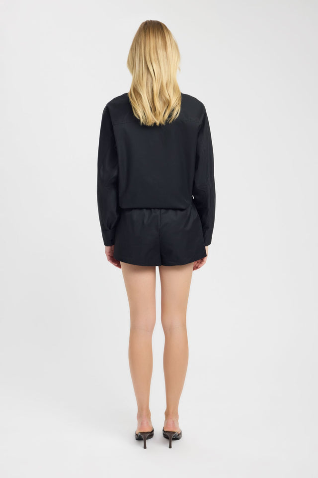 Presenting Spencer Branded Elastic Short womens-shorts featuring mid-rise relaxed fit in black side