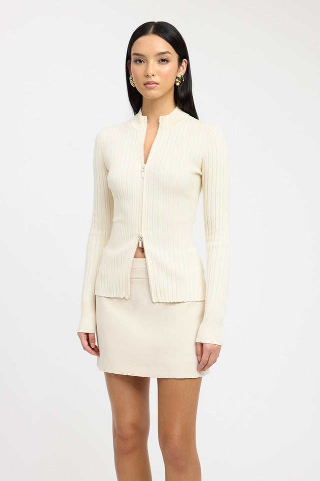 front River Zip Top Kookai Fitted V-neck Long sleeve Womens-Blouse 