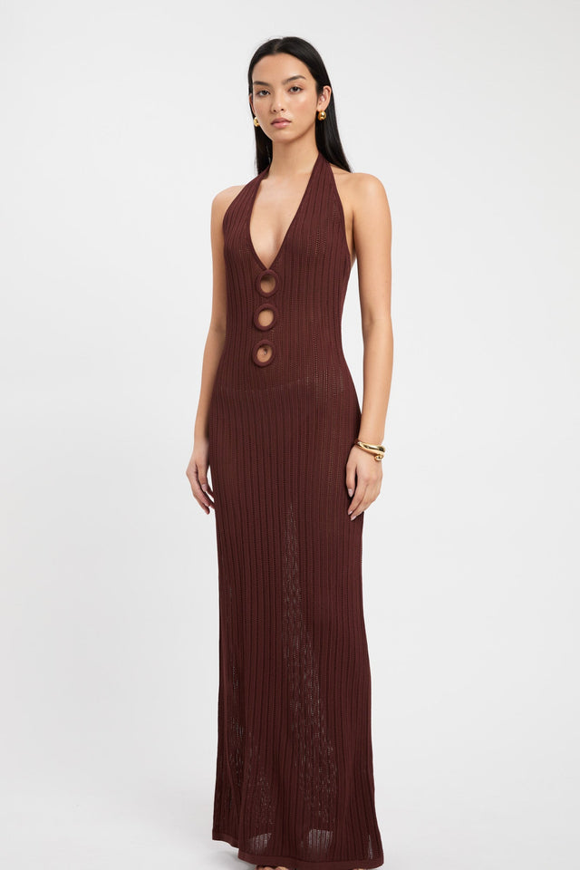 product Samara Maxi Dress Kookai Straight Maxi Fitted Asymmetry white womens-dresses 