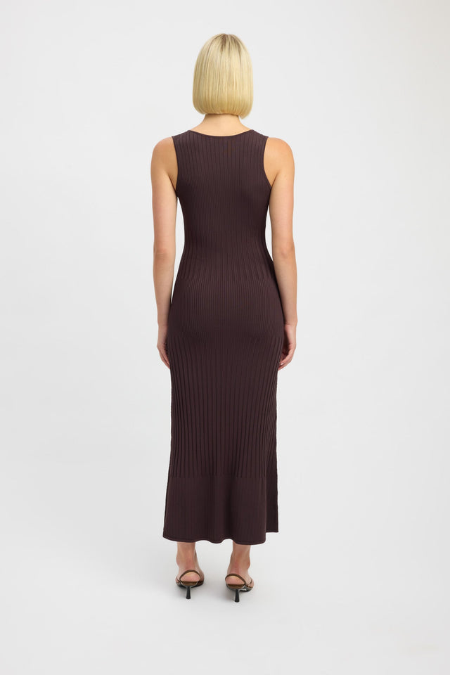 product Serah Keyhole Dress Kookai Aline Midi Fitted V-neck brown womens-dresses 