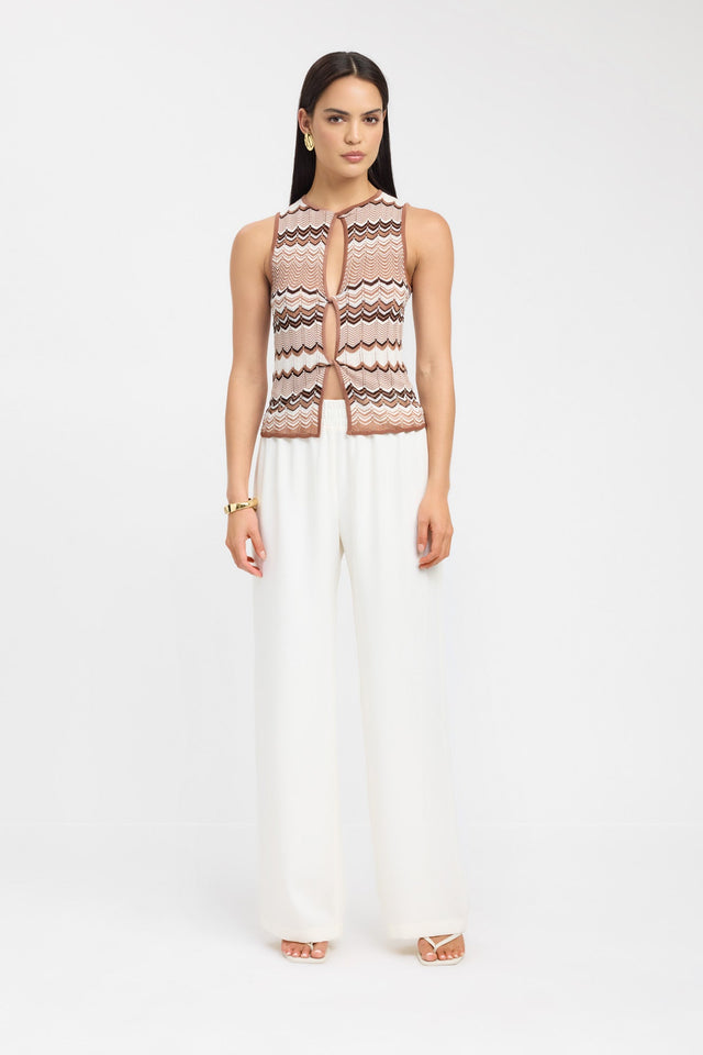 side Eadie Top Kookai Fitted Highneck Sleeveless Womens-Blouse 