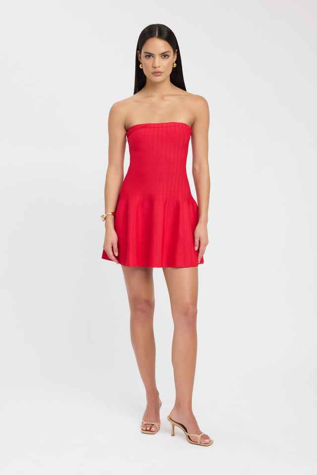 front Belle Mini Dress Kookai Aline Mini Fitted Straight red womens-dresses 