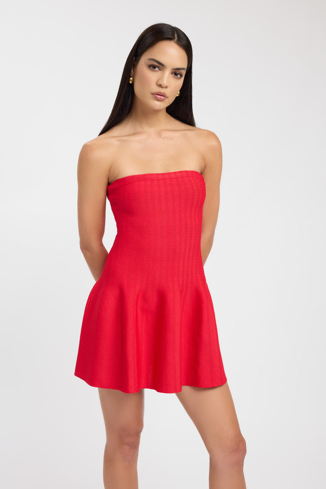 front Belle Mini Dress Kookai Aline Mini Fitted Straight red womens-dresses 