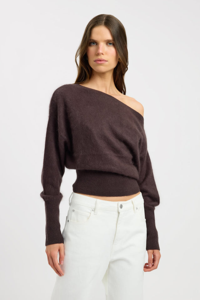 front Geneva One Shoulder Jumper Kookai Asymmetry Relaxed womens-jumpers 