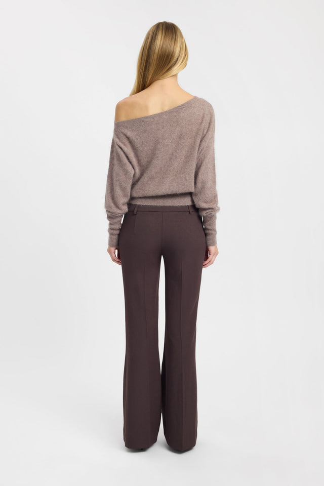 Displaying the Geneva One Shoulder Jumper womens-blouse in rosy brown with relaxed fit back
