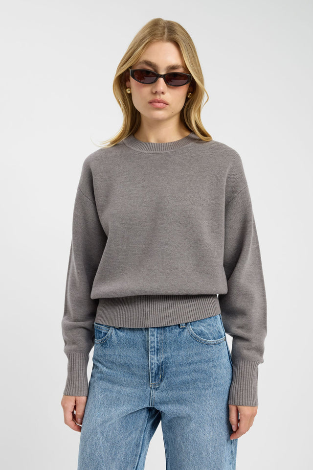front Dalton Crew Jumper Kookai Relaxed Roundneck Long sleeve Womens-Blouse 