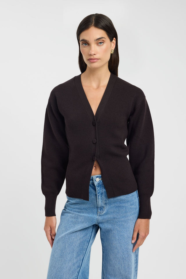 front Dalton Ribbed Cardigan Kookai Relaxed V-neck Long sleeve Womens-Blouse 