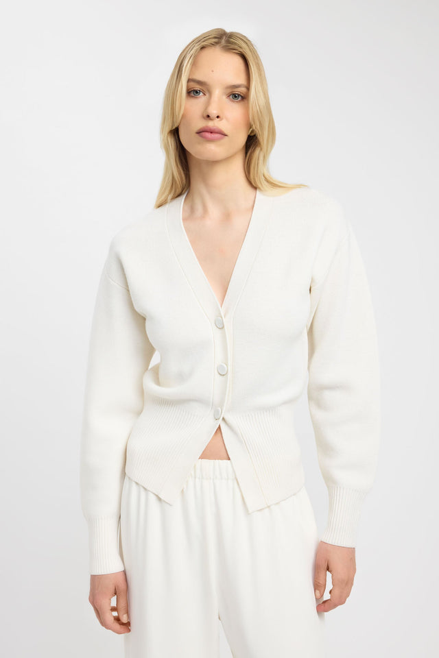 front Dalton Ribbed Cardigan Kookai Relaxed V-neck Long sleeve Womens-Blouse 