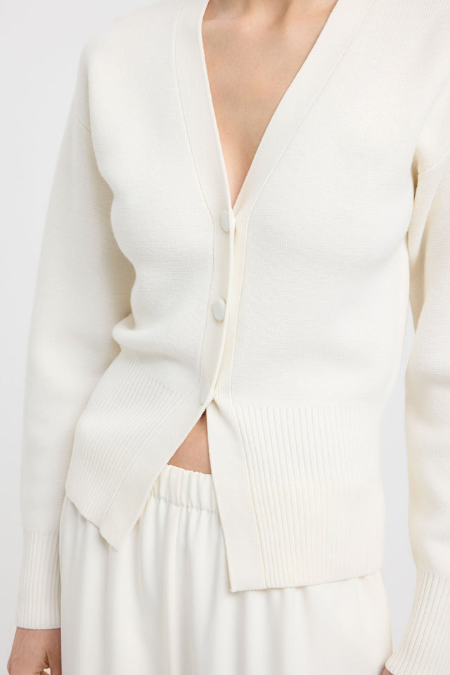 front Dalton Ribbed Cardigan Kookai Relaxed V-neck Long sleeve Womens-Blouse 
