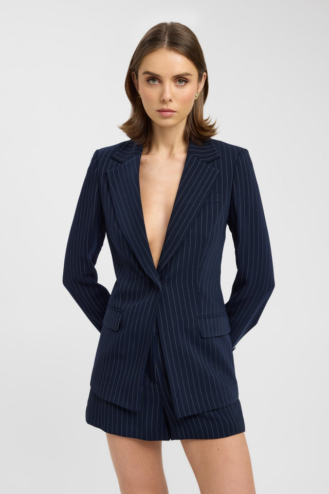front Oslo Cinched Blazer Kookai Long sleeve Blazer Full length grey womens-coats-and-jackets 