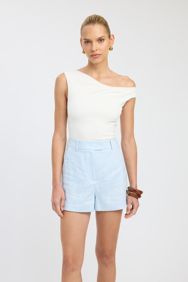 front Palm Short Kookai High-rise Fitted white womens-shorts 