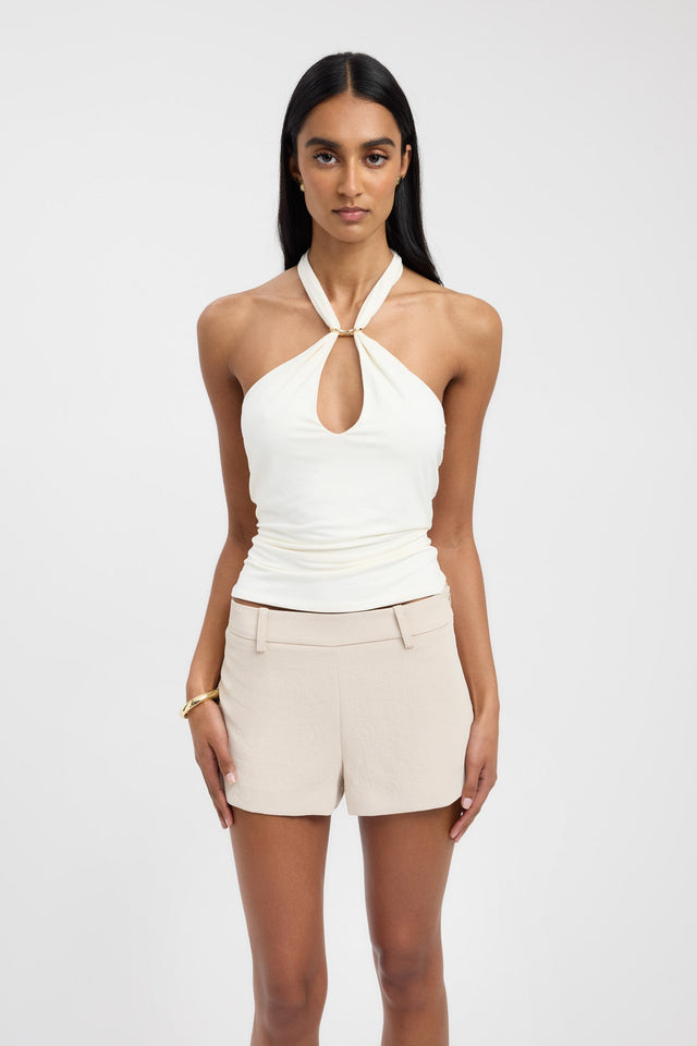 front Oyster Low Rise Short Kookai Low-rise Fitted brown womens-shorts 