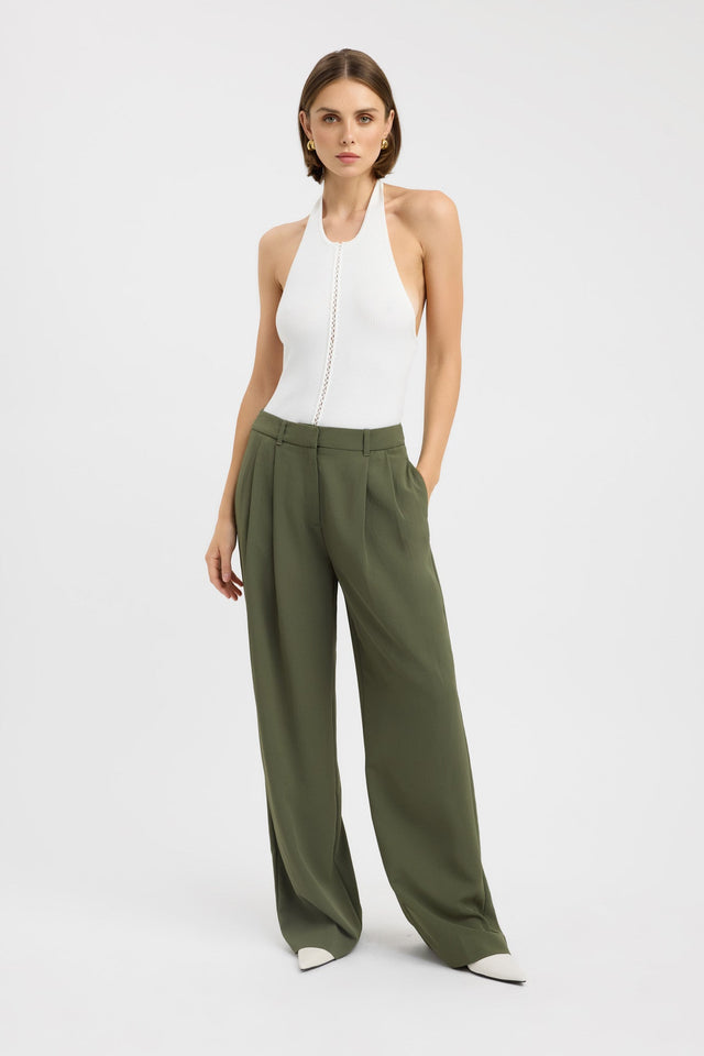 front Opal Adjustable Pant Kookai Wide-leg Mid-rise black womens-regular-pants 