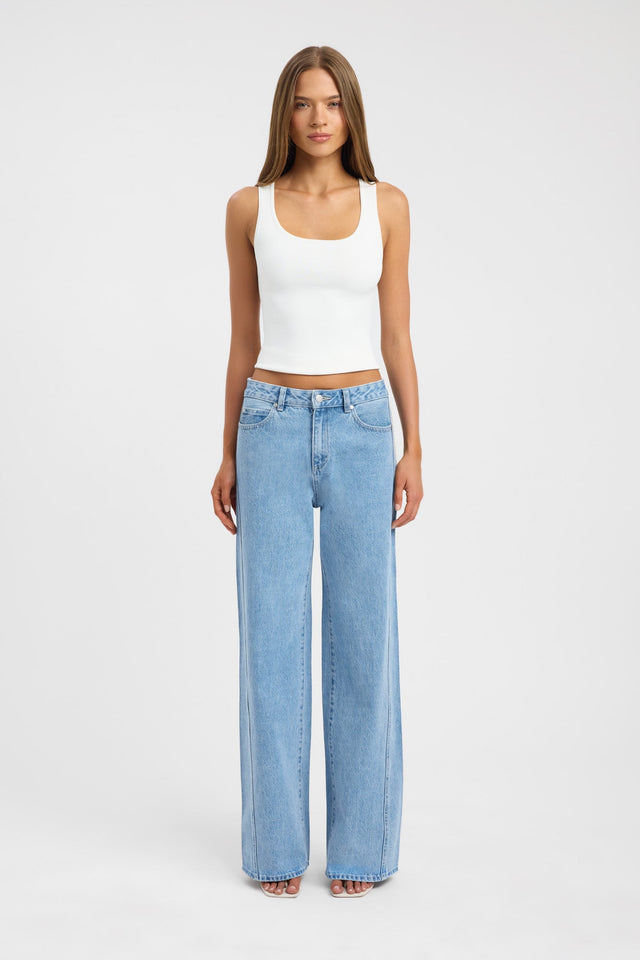 front Saxon Seam Jean Kookai Wide-leg High-rise black womens-regular-pants 
