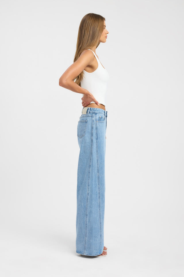 side Saxon Seam Jean Kookai Wide-leg High-rise black womens-regular-pants 