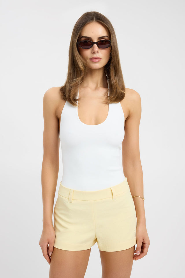 Ariel Mini Shorts womens-shorts featuring high-rise waist and fitted silhouette in lemonchiffon detail