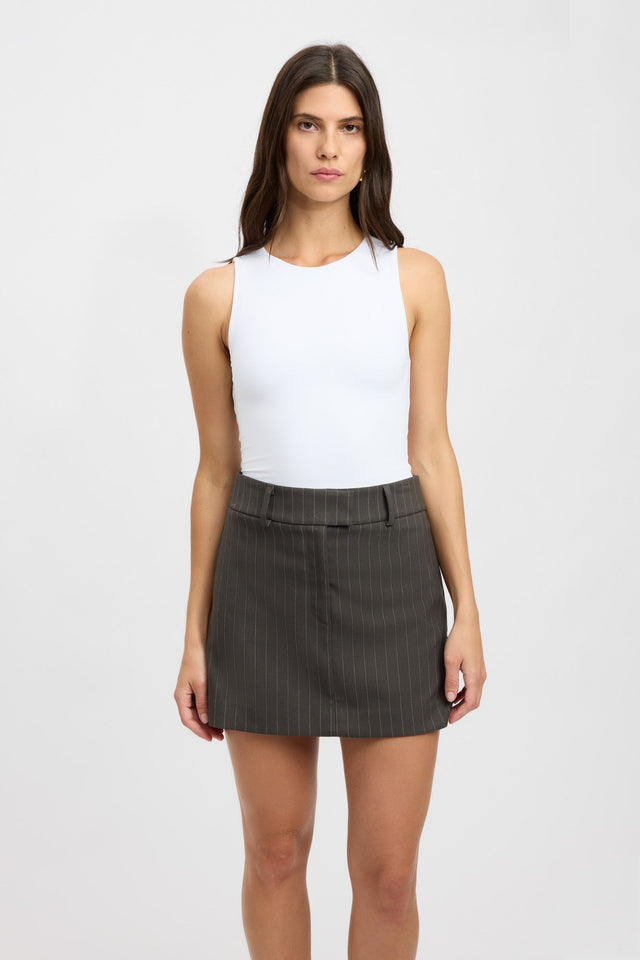 front Bergen Mini Skirt Kookai Straight Mini brown womens-skirts 