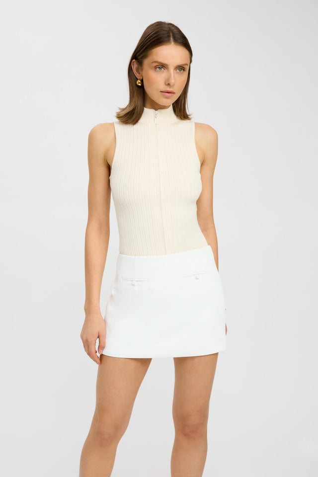 front Oyster Skort Kookai Straight Mini beige womens-skirts 