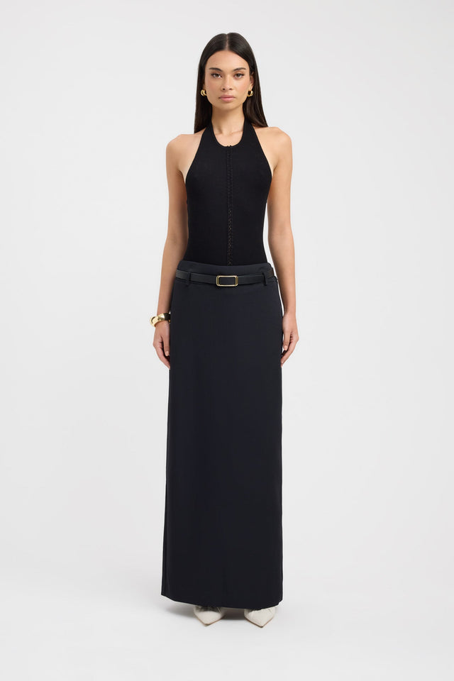 side Ariel Low Rise Maxi Skirt Kookai Straight Maxi grey womens-skirts 