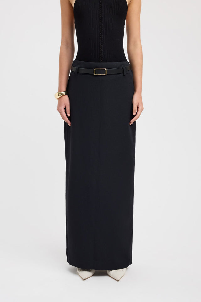 front Ariel Low Rise Maxi Skirt Kookai Straight Maxi grey womens-skirts 