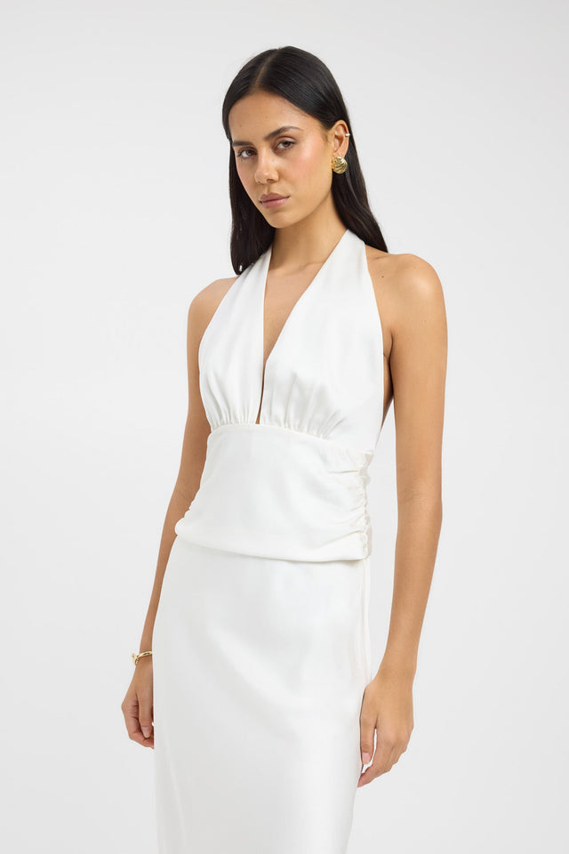 front Palermo Trim Top Kookai Fitted Plungeneck Sleeveless Womens-Blouse 