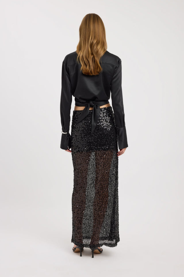back Paros Sequin Skirt Kookai Straight Maxi womens-skirts 