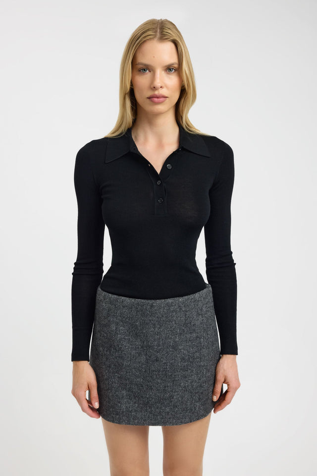 Featuring the Hudson Mini Skirt womens-skirts with straight hem mini length in dim grey on-body