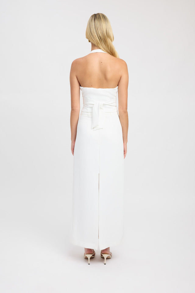 front Oyster Midi Skirt Kookai Straight Knee white womens-skirts 