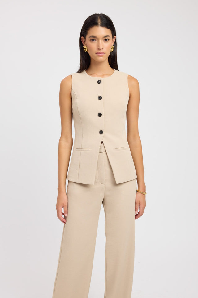 front Ariel Crew Vest Kookai Relaxed Highneck Sleeveless Womens-Blouse 