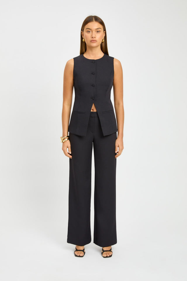 side Ariel Crew Vest Kookai Fitted Roundneck Sleeveless Womens-Blouse 