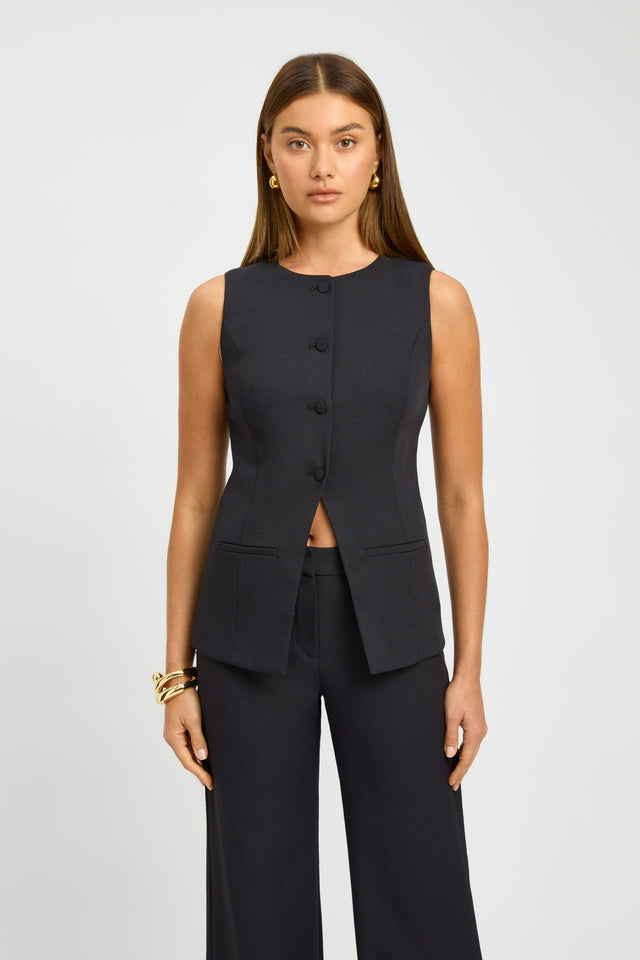 product Ariel Crew Vest Kookai Fitted Boatneck Sleeveless Womens-Blouse 