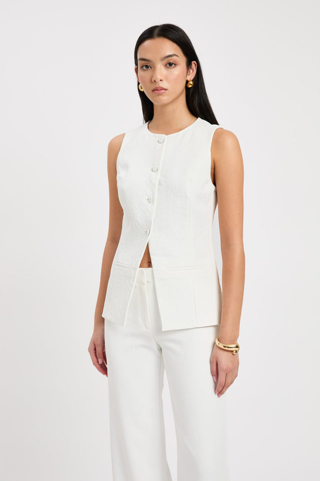 product Ariel Crew Vest Kookai Fitted Highneck Sleeveless Womens-Blouse 