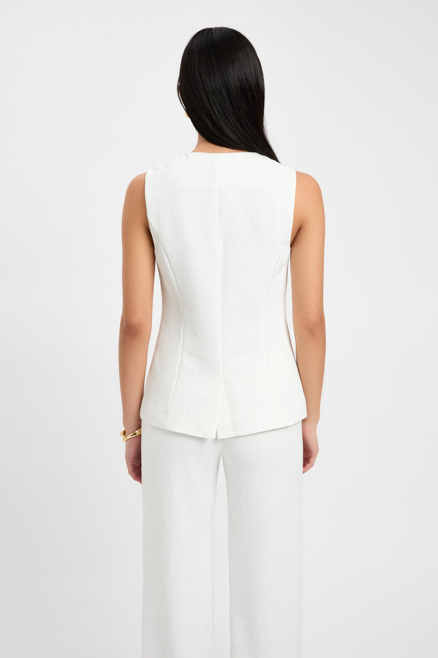front Ariel Crew Vest Kookai Fitted Highneck Sleeveless Womens-Blouse 