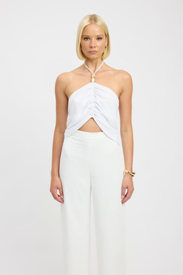 side Elsa Beaded Top Kookai Fitted Asymmetry Sleeveless Womens-Blouse 