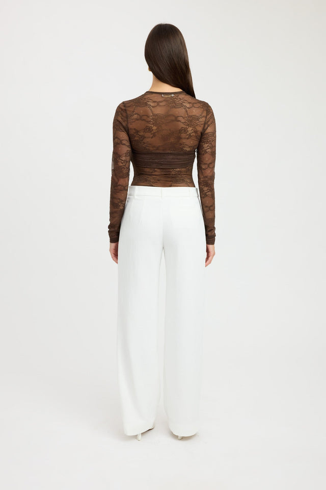 front Camilla Long Sleeve Top Kookai Fitted Roundneck Long sleeve Womens-Blouse 