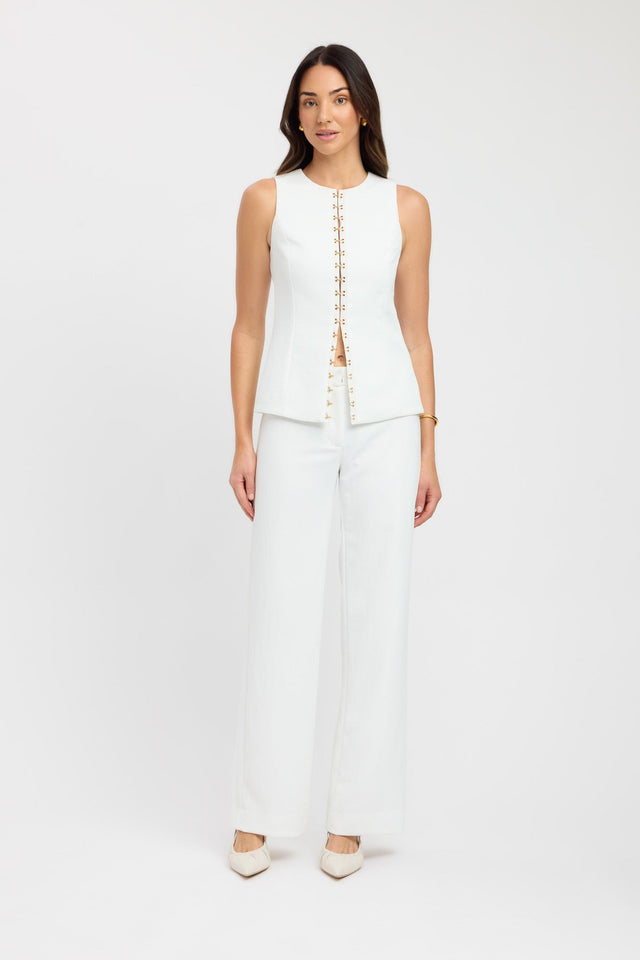 side Oyster Hook Crew Top Kookai Fitted Roundneck Sleeveless Womens-Blouse 