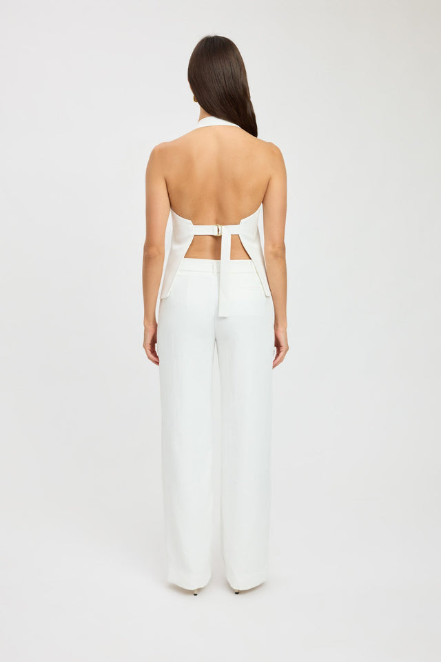 back Ariel Buckle Halter Top Kookai Fitted Squareneck Sleeveless Womens-Blouse 