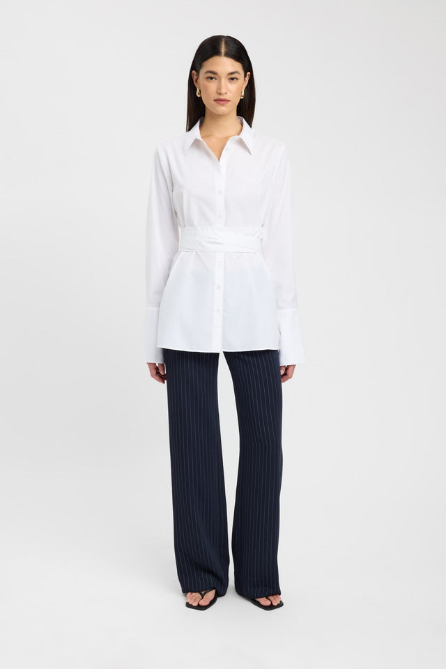 side Percy Tie Belt Shirt Kookai Collar Full white womens-shirt 