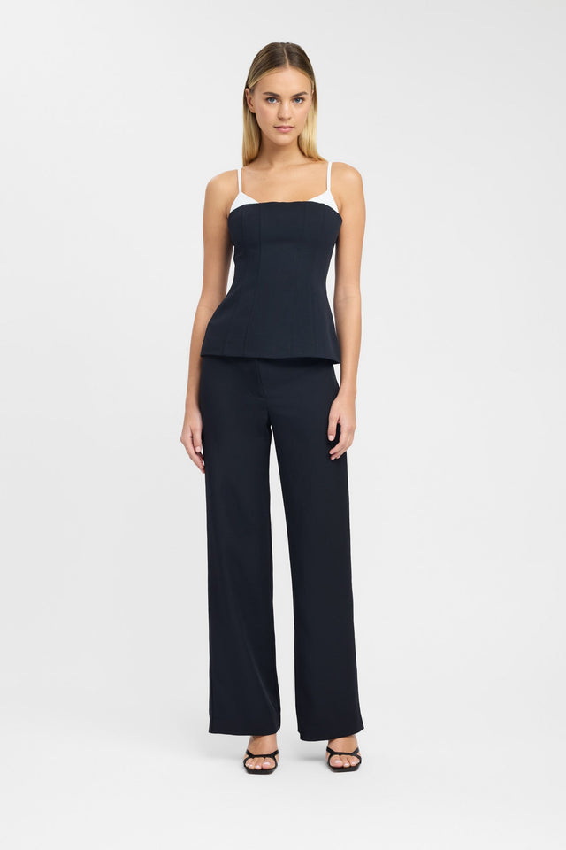 side Ariel Contrast Top Kookai Fitted Scoopneck Sleeveless Womens-Blouse 