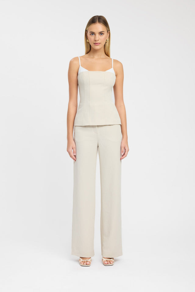 side Ariel Contrast Top Kookai Fitted Boatneck Sleeveless Womens-Blouse 