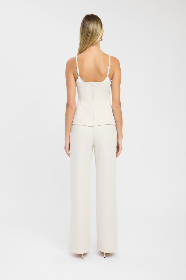 back Ariel Contrast Top Kookai Fitted Boatneck Sleeveless Womens-Blouse 