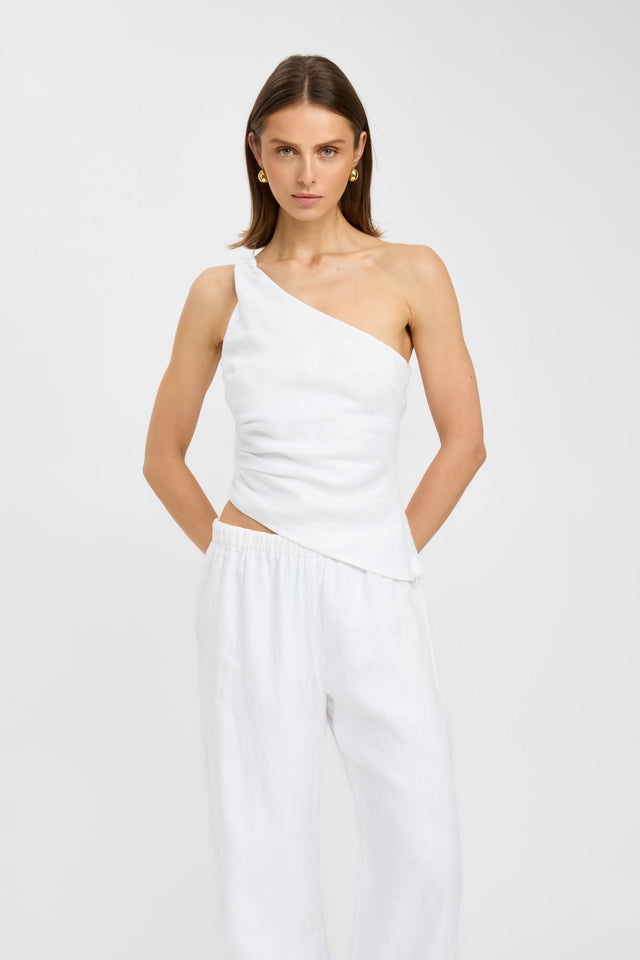 front Tahiti Twist Top Kookai Fitted Asymmetry Sleeveless Womens-Blouse 