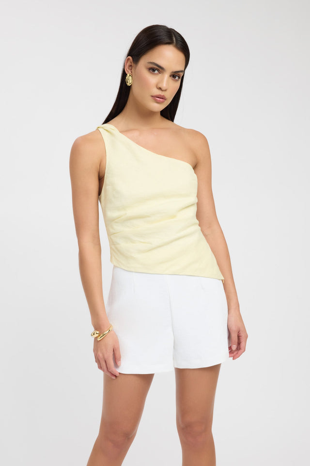 side Tahiti Twist Top Kookai Fitted Asymmetry Sleeveless Womens-Blouse 